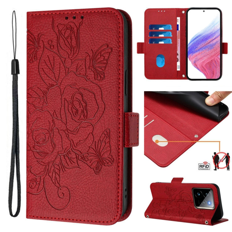 Embossed Rose RFID Anti-theft Leather Phone Case, For Realme P3 5G, For Realme 14 Pro+ 5G, For Realme 14 Pro 5G, For Realme GT 7 Pro 5G