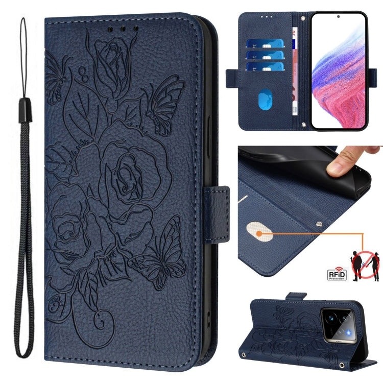 Embossed Rose RFID Anti-theft Leather Phone Case, For Realme P3 5G, For Realme 14 Pro+ 5G, For Realme 14 Pro 5G, For Realme GT 7 Pro 5G