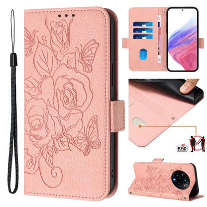 Embossed Rose RFID Anti-theft Leather Phone Case, For Realme P3 5G, For Realme 14 Pro+ 5G, For Realme 14 Pro 5G, For Realme GT 7 Pro 5G