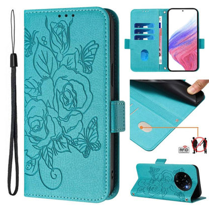 Embossed Rose RFID Anti-theft Leather Phone Case, For Realme 14x Global / V70 5G / C75 5G, For Realme Narzo 80 Pro / 14 Pro 5G India, For Realme 14 5G / 14T 5G Global, For Realme P3 Ultra 5G