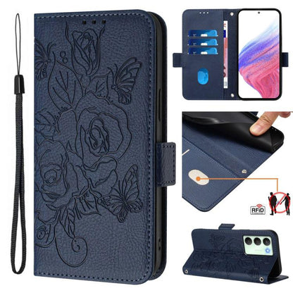 Embossed Rose RFID Anti-theft Leather Phone Case, For Realme 14x Global / V70 5G / C75 5G, For Realme Narzo 80 Pro / 14 Pro 5G India, For Realme 14 5G / 14T 5G Global, For Realme P3 Ultra 5G