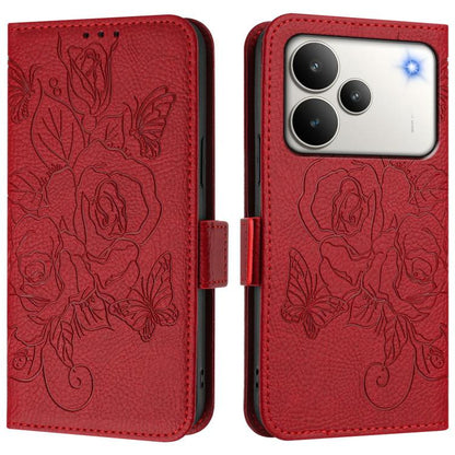 Embossed Rose RFID Anti-theft Leather Phone Case, For Realme 16 Pro 5G Global, For Realme C71 4G India / Note 70 4G, For Realme C85 5G / 15x 5G India, For Realme P4 Pro 5G
