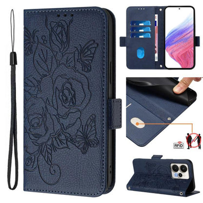 Embossed Rose RFID Anti-theft Leather Phone Case, For Realme P4 5G, For Realme 15T 5G Global, For Realme 15 / 15 Pro 5G Global, For Realme C71 4G Global