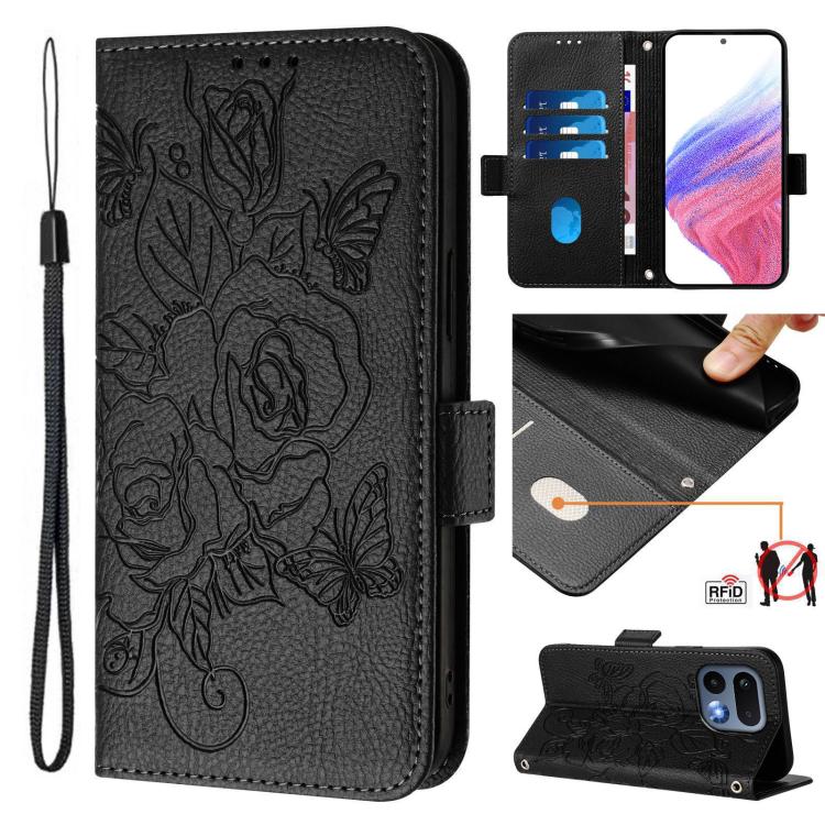 Embossed Rose RFID Anti-theft Leather Phone Case, For Realme 16 Pro 5G Global, For Realme C71 4G India / Note 70 4G, For Realme C85 5G / 15x 5G India, For Realme P4 Pro 5G