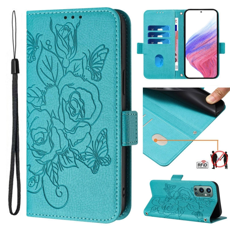 Embossed Rose RFID Anti-theft Leather Phone Case, For OnePlus 9 Pro, For OnePlus 9, For OnePlus Nord N10 5G