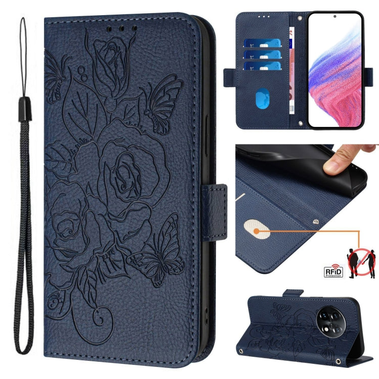 Embossed Rose RFID Anti-theft Leather Phone Case, For OnePlus 11R 5G, For OnePlus 11, For OnePlus Nord N300, For OnePlus Ace Pro 5G / 10T 5G