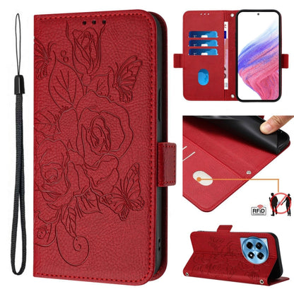 Embossed Rose RFID Anti-theft Leather Phone Case, For OnePlus Nord 2 Lite, For OnePlus Nord CE4 5G, For OnePlus Nord N30 SE 5G, For OnePlus 12R 5G