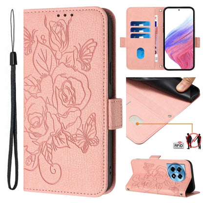 Embossed Rose RFID Anti-theft Leather Phone Case, For OnePlus Nord 2 Lite, For OnePlus Nord CE4 5G, For OnePlus Nord N30 SE 5G, For OnePlus 12R 5G