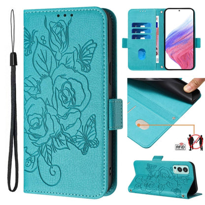 Embossed Rose RFID Anti-theft Leather Phone Case, For OnePlus Nord N20 5G, For OnePlus 9R / 8T, For OnePlus Nord CE 5G, For OnePlus Nord 2