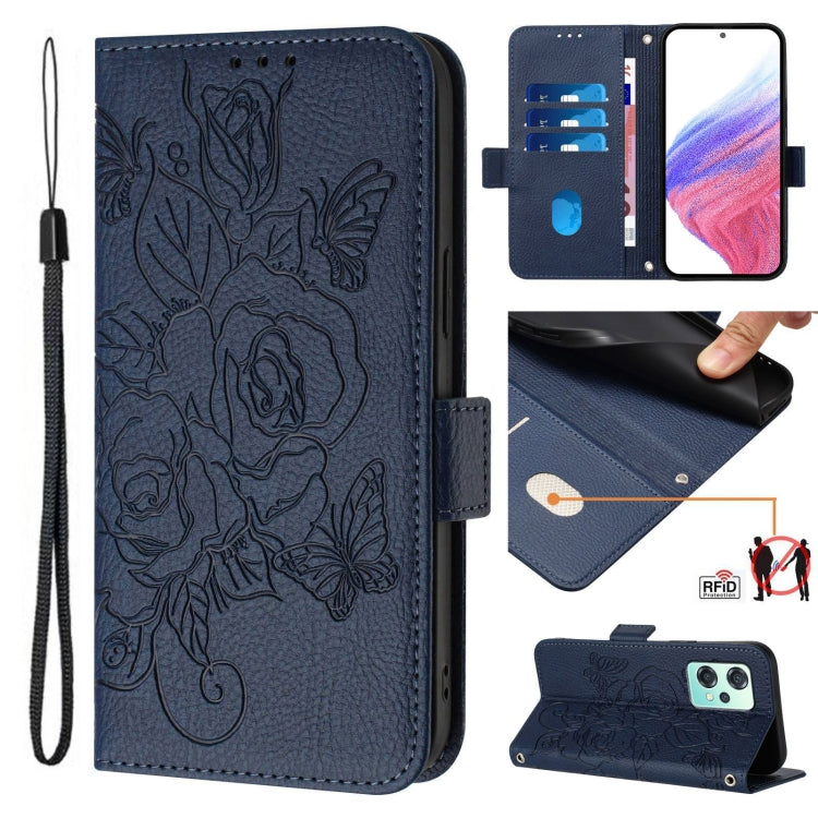 Embossed Rose RFID Anti-theft Leather Phone Case, For OnePlus 13R / Ace 5 Pro 5G, For OnePlus Nord 4 5G, For OnePlus Nord CE4 Lite, For OnePlus Nord CE 2 Lite 5G