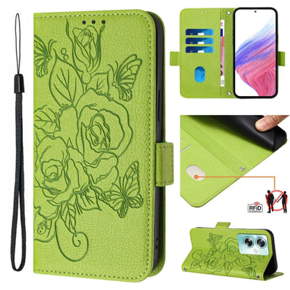 Embossed Rose RFID Anti-theft Leather Phone Case, For OnePlus Nord 2 Lite, For OnePlus Nord CE4 5G, For OnePlus Nord N30 SE 5G, For OnePlus 12R 5G