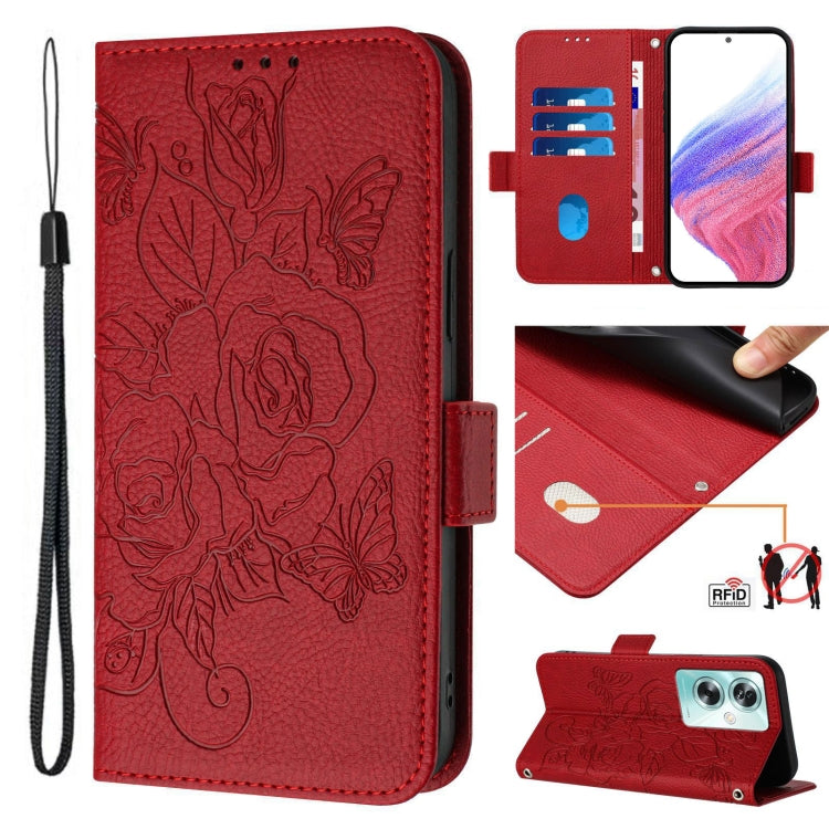 Embossed Rose RFID Anti-theft Leather Phone Case, For OnePlus Nord 2 Lite, For OnePlus Nord CE4 5G, For OnePlus Nord N30 SE 5G, For OnePlus 12R 5G