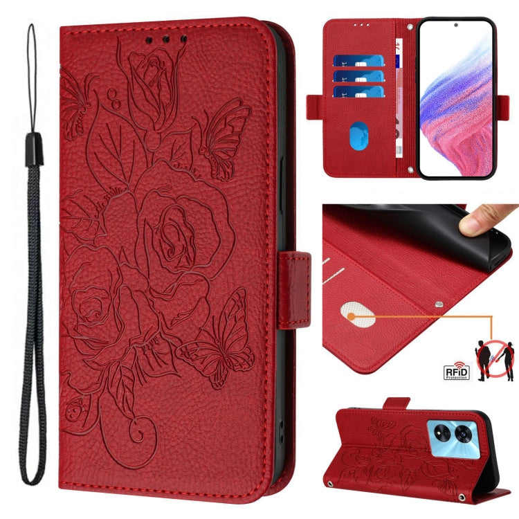 Embossed Rose RFID Anti-theft Leather Phone Case, For OnePlus 11R 5G, For OnePlus 11, For OnePlus Nord N300, For OnePlus Ace Pro 5G / 10T 5G