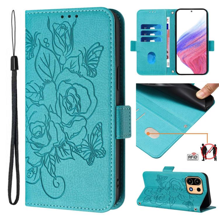 Embossed Rose RFID Anti-theft Leather Phone Case, For OnePlus Turbo 6X Pro 5G, For OnePlus Turbo 6 / Turbo 6V, For OnePlus Ace 5 Ultra, For OnePlus Ace 5 Racing