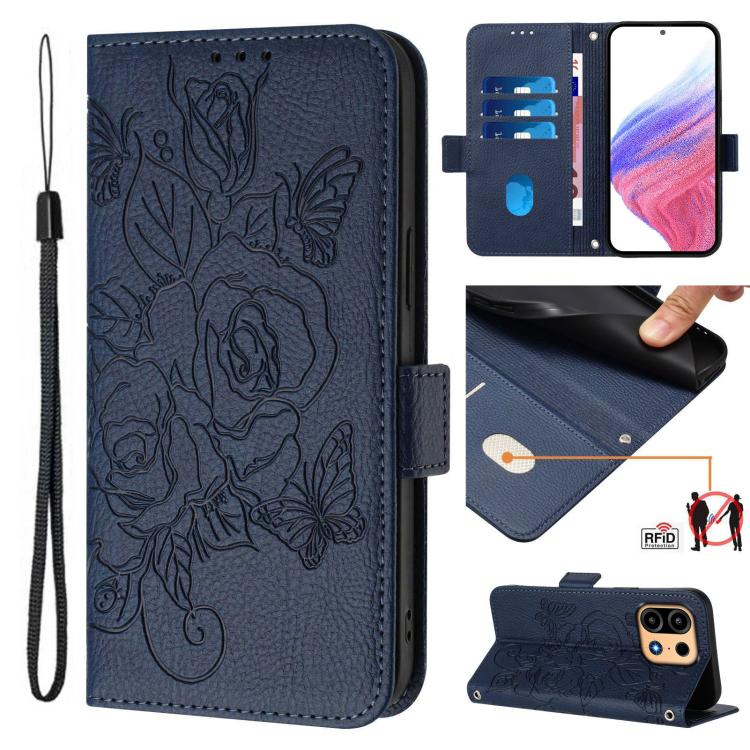Embossed Rose RFID Anti-theft Leather Phone Case, For OnePlus Turbo 6X Pro 5G, For OnePlus Turbo 6 / Turbo 6V, For OnePlus Ace 5 Ultra, For OnePlus Ace 5 Racing