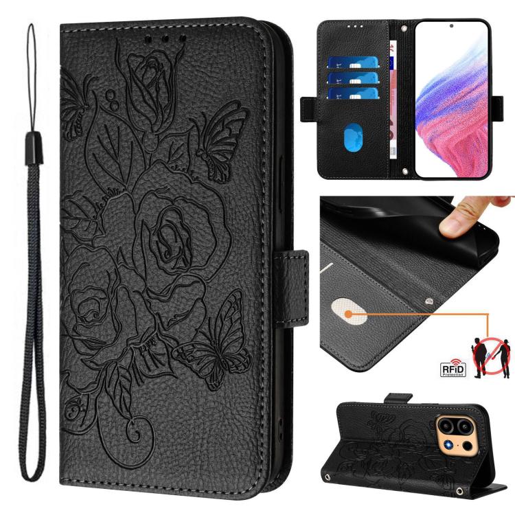 Embossed Rose RFID Anti-theft Leather Phone Case, For OnePlus Turbo 6X Pro 5G, For OnePlus Turbo 6 / Turbo 6V, For OnePlus Ace 5 Ultra, For OnePlus Ace 5 Racing