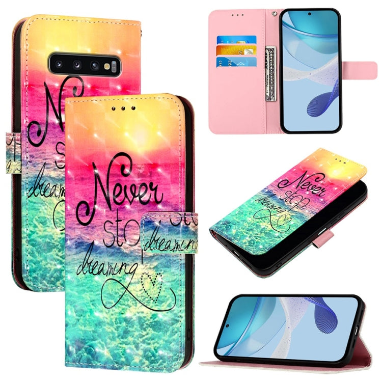 3D Painting Horizontal Flip Leather Phone Case, For Samsung Galaxy S10