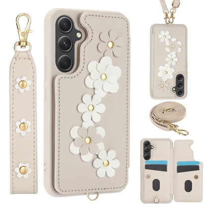 Crossbody Flower Pattern Leather Phone Case, For Samsung Galaxy S25+ 5G, For Samsung Galaxy S25 Ultra 5G, For Samsung Galaxy S24 Ultra 5G, For Samsung Galaxy S24+ 5G