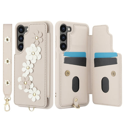 Crossbody Flower Pattern Leather Phone Case, For Samsung Galaxy S25+ 5G, For Samsung Galaxy S25 Ultra 5G, For Samsung Galaxy S24 Ultra 5G, For Samsung Galaxy S24+ 5G