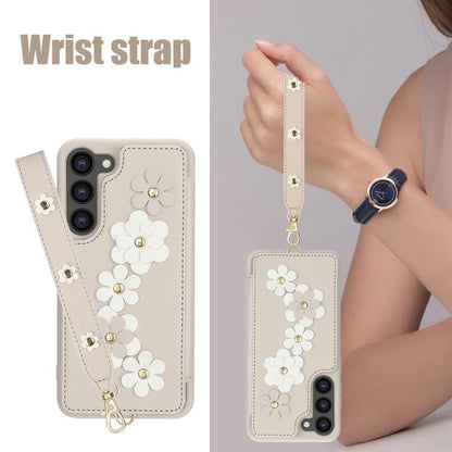 Crossbody Flower Pattern Leather Phone Case, For Samsung Galaxy S26+ 5G, For Samsung Galaxy S26 Ultra 5G, For Samsung Galaxy S26 5G, For Samsung Galaxy S25 Edge 5G