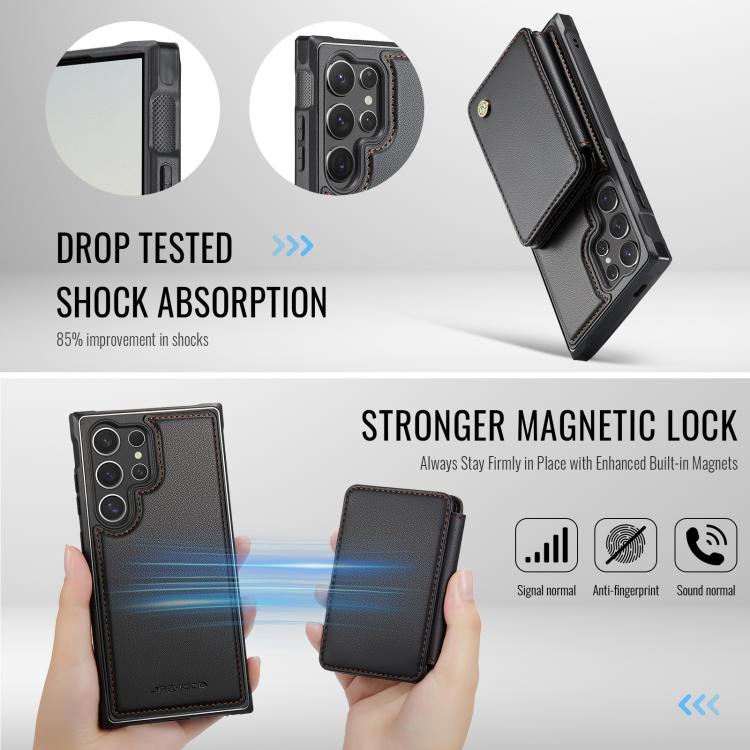 JEEHOOD J05 Business Magnetic Style RFID Leather Phone Case, For Samsung Galaxy S25 Ultra 5G, For Samsung Galaxy S24 FE 5G, For Samsung Galaxy S24+ 5G, For Samsung Galaxy S24 5G