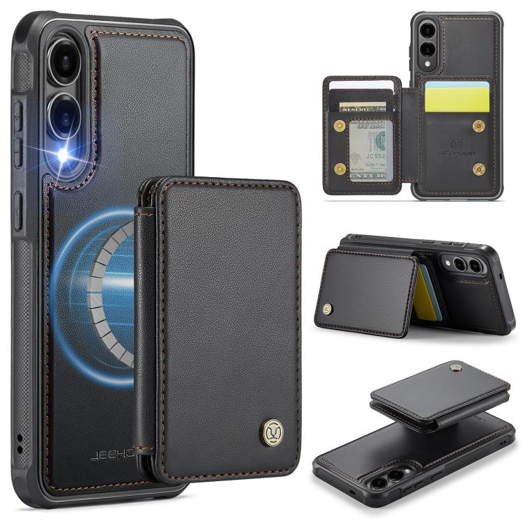 JEEHOOD J05 Business Magnetic Style RFID Leather Phone Case, For Galaxy S25 FE 5G, For Samsung Galaxy S25 Edge 5G, For Samsung Galaxy S25 5G, For Samsung Galaxy S25+ 5G