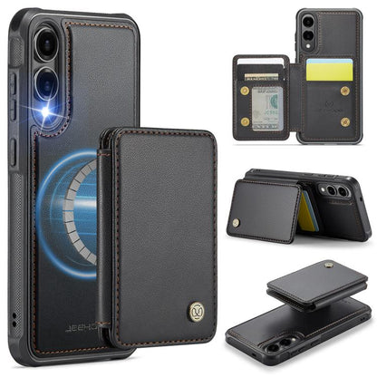 JEEHOOD J05 Business Magnetic Style RFID Leather Phone Case, For Galaxy S25 FE 5G, For Samsung Galaxy S25 Edge 5G, For Samsung Galaxy S25 5G, For Samsung Galaxy S25+ 5G