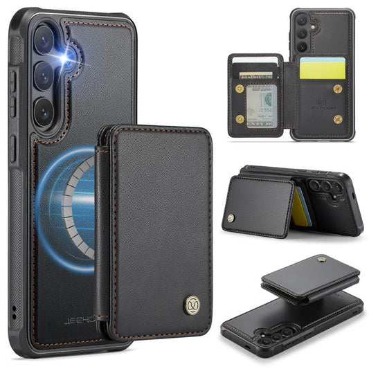 JEEHOOD J05 Business Magnetic Style RFID Leather Phone Case, For Galaxy S25 FE 5G, For Samsung Galaxy S25 Edge 5G, For Samsung Galaxy S25 5G, For Samsung Galaxy S25+ 5G