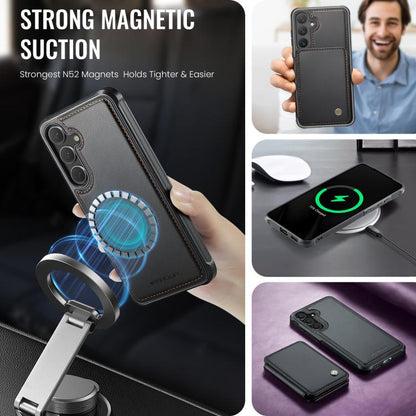 JEEHOOD J05 Business Magnetic Style RFID Leather Phone Case, For Galaxy S25 FE 5G, For Samsung Galaxy S25 Edge 5G, For Samsung Galaxy S25 5G, For Samsung Galaxy S25+ 5G