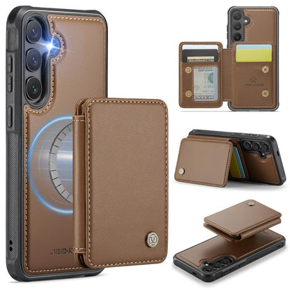 JEEHOOD J05 Business Magnetic Style RFID Leather Phone Case, For Galaxy S25 FE 5G, For Samsung Galaxy S25 Edge 5G, For Samsung Galaxy S25 5G, For Samsung Galaxy S25+ 5G