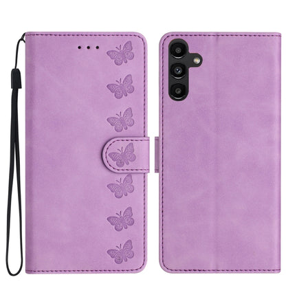 Seven Butterflies Embossed Leather Phone Case, For Samsung Galaxy S25 Edge 5G, For Samsung Galaxy S25 5G, For Samsung Galaxy S25+ 5G, For Samsung Galaxy S25 Ultra 5G