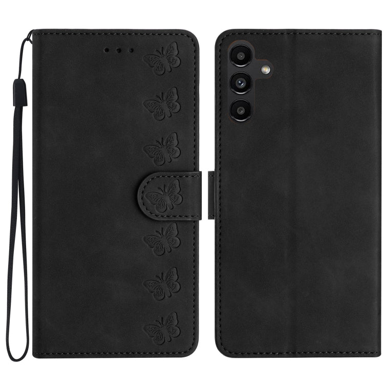 Seven Butterflies Embossed Leather Phone Case, For Samsung Galaxy S25 Edge 5G, For Samsung Galaxy S25 5G, For Samsung Galaxy S25+ 5G, For Samsung Galaxy S25 Ultra 5G
