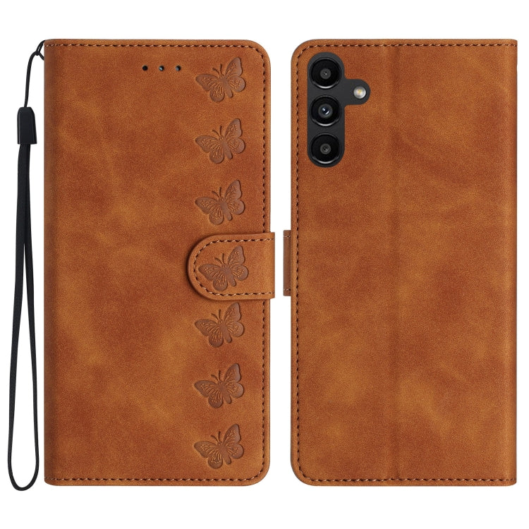 Seven Butterflies Embossed Leather Phone Case, For Samsung Galaxy S25 Edge 5G, For Samsung Galaxy S25 5G, For Samsung Galaxy S25+ 5G, For Samsung Galaxy S25 Ultra 5G