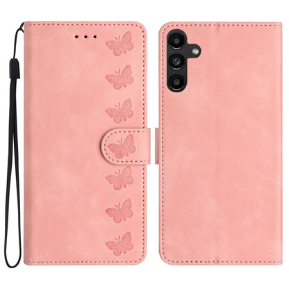 Seven Butterflies Embossed Leather Phone Case, For Samsung Galaxy S25 Edge 5G, For Samsung Galaxy S25 5G, For Samsung Galaxy S25+ 5G, For Samsung Galaxy S25 Ultra 5G