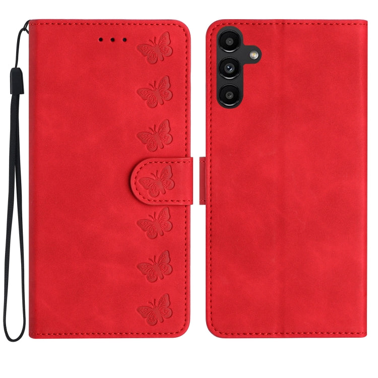 Seven Butterflies Embossed Leather Phone Case, For Samsung Galaxy S25 Edge 5G, For Samsung Galaxy S25 5G, For Samsung Galaxy S25+ 5G, For Samsung Galaxy S25 Ultra 5G