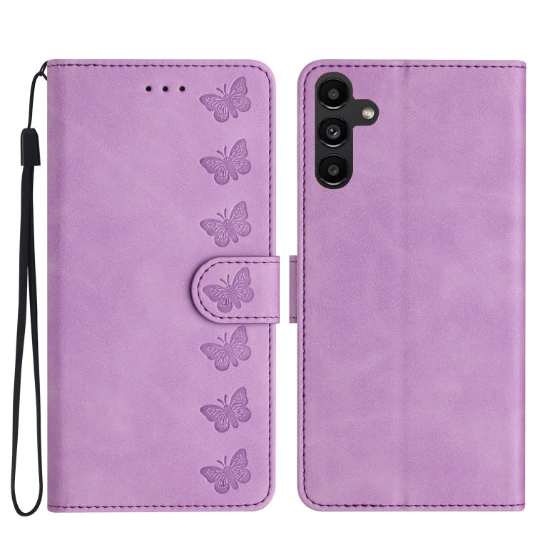 Seven Butterflies Embossed Leather Phone Case, For Samsung Galaxy S25 Edge 5G, For Samsung Galaxy S25 5G, For Samsung Galaxy S25+ 5G, For Samsung Galaxy S25 Ultra 5G