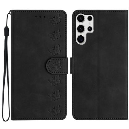 Seven Butterflies Embossed Leather Phone Case, For Samsung Galaxy S25 Edge 5G, For Samsung Galaxy S25 5G, For Samsung Galaxy S25+ 5G, For Samsung Galaxy S25 Ultra 5G