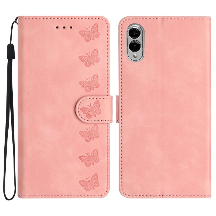 Seven Butterflies Embossed Leather Phone Case, For Samsung Galaxy S25 Edge 5G, For Samsung Galaxy S25 5G, For Samsung Galaxy S25+ 5G, For Samsung Galaxy S25 Ultra 5G