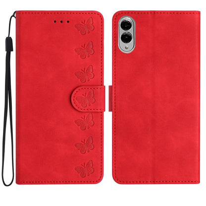 Seven Butterflies Embossed Leather Phone Case, For Samsung Galaxy S25 Edge 5G, For Samsung Galaxy S25 5G, For Samsung Galaxy S25+ 5G, For Samsung Galaxy S25 Ultra 5G