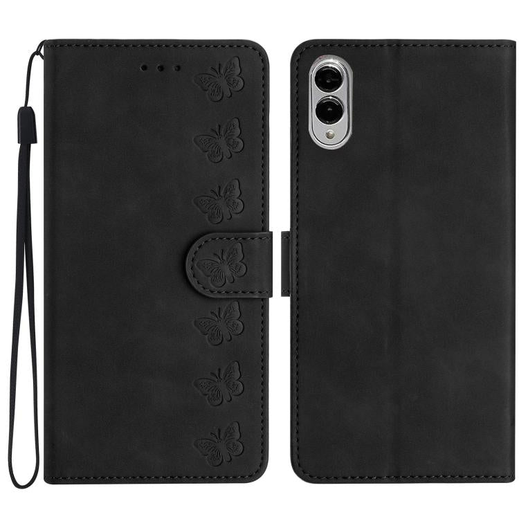 Seven Butterflies Embossed Leather Phone Case, For Samsung Galaxy S25 Edge 5G, For Samsung Galaxy S25 5G, For Samsung Galaxy S25+ 5G, For Samsung Galaxy S25 Ultra 5G