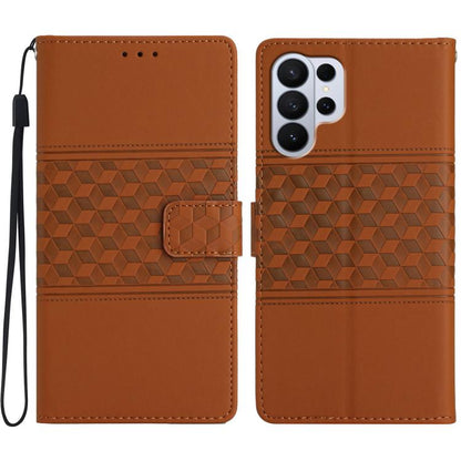 Diamond Embossed Skin Feel Leather Phone Case, For Samsung Galaxy S26 Edge 5G, For Samsung Galaxy S26 Ultra 5G, For Samsung Galaxy S26 5G, For Samsung Galaxy S25 Edge 5G