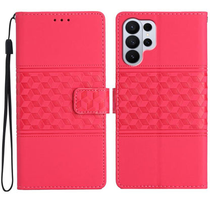 Diamond Embossed Skin Feel Leather Phone Case, For Samsung Galaxy S26 Edge 5G, For Samsung Galaxy S26 Ultra 5G, For Samsung Galaxy S26 5G, For Samsung Galaxy S25 Edge 5G