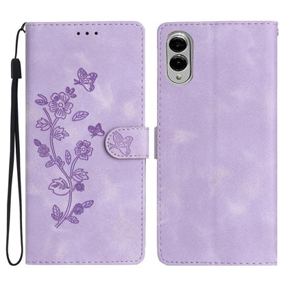 Flower Butterfly Embossing Pattern Leather Phone Case, For Samsung Galaxy S26 Edge 5G, For Samsung Galaxy S26 Ultra 5G, For Samsung Galaxy S26 5G, For Samsung Galaxy S25 Edge 5G