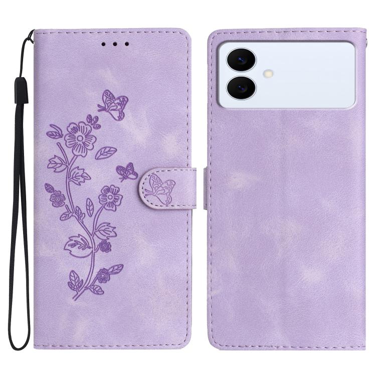Flower Butterfly Embossing Pattern Leather Phone Case, For Samsung Galaxy S26 Edge 5G, For Samsung Galaxy S26 Ultra 5G, For Samsung Galaxy S26 5G, For Samsung Galaxy S25 Edge 5G