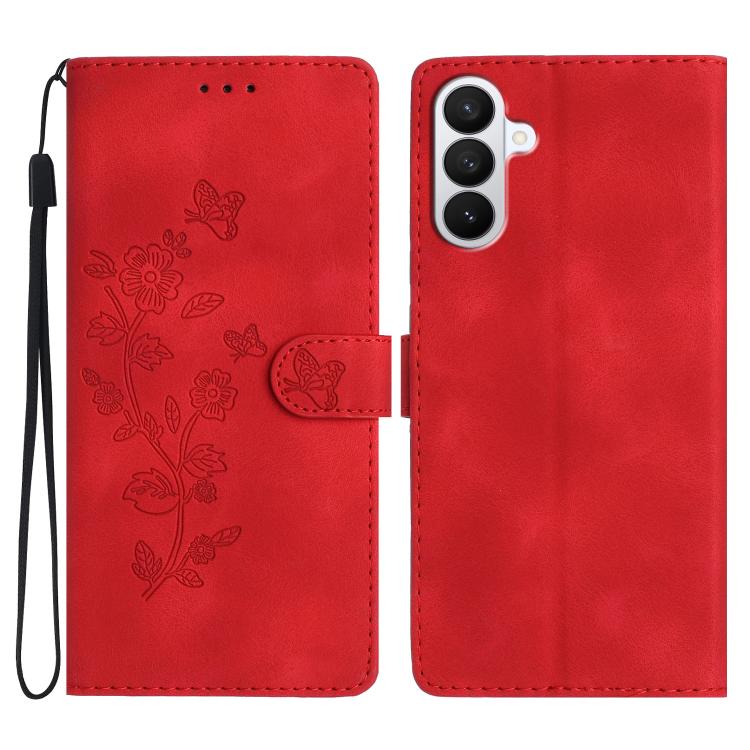 Flower Butterfly Embossing Pattern Leather Phone Case, For Samsung Galaxy S26 Edge 5G, For Samsung Galaxy S26 Ultra 5G, For Samsung Galaxy S26 5G, For Samsung Galaxy S25 Edge 5G