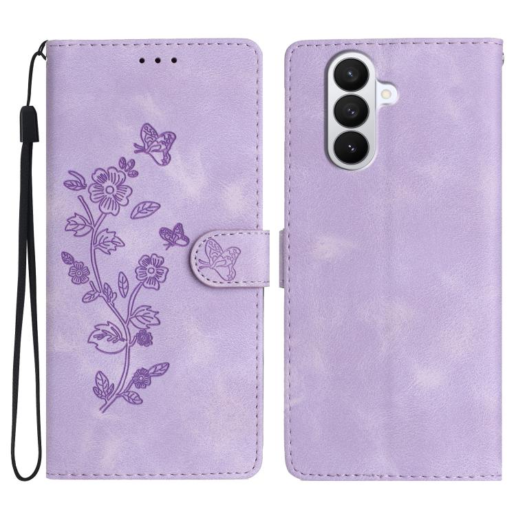 Flower Butterfly Embossing Pattern Leather Phone Case, For Samsung Galaxy S26 Edge 5G, For Samsung Galaxy S26 Ultra 5G, For Samsung Galaxy S26 5G, For Samsung Galaxy S25 Edge 5G