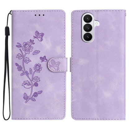 Flower Butterfly Embossing Pattern Leather Phone Case, For Samsung Galaxy S26 Edge 5G, For Samsung Galaxy S26 Ultra 5G, For Samsung Galaxy S26 5G, For Samsung Galaxy S25 Edge 5G