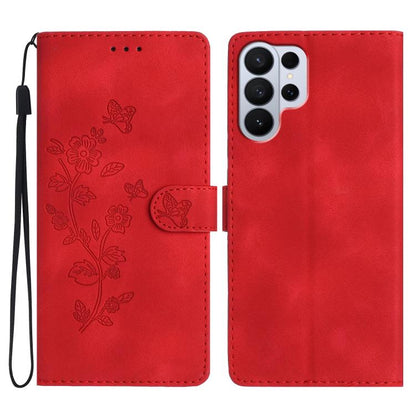 Flower Butterfly Embossing Pattern Leather Phone Case, For Samsung Galaxy S26 Edge 5G, For Samsung Galaxy S26 Ultra 5G, For Samsung Galaxy S26 5G, For Samsung Galaxy S25 Edge 5G