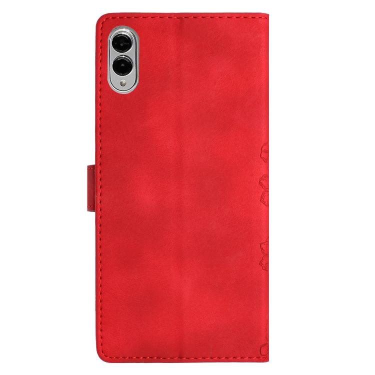 Cherry Blossom Butterfly Skin Feel Embossed PU Phone Case, For Samsung Galaxy S25 Edge 5G, For Samsung Galaxy S25 5G, For Samsung Galaxy S25+ 5G