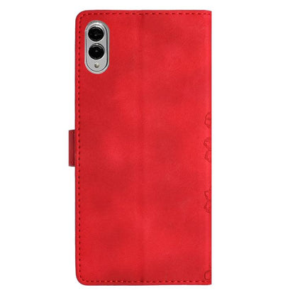 Cherry Blossom Butterfly Skin Feel Embossed PU Phone Case, For Samsung Galaxy S25 Edge 5G, For Samsung Galaxy S25 5G, For Samsung Galaxy S25+ 5G